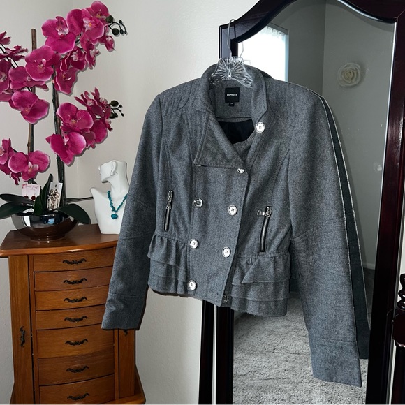 Express Grey Peplum Vintage Military
Moto Jacket, XS size - Picture 12 of 12